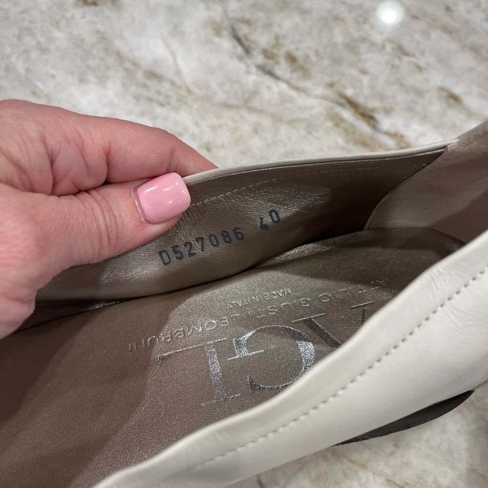 AGL Cap Toe Leather Ballet Flats White & Black Patent Size 40 Made in Italy - Picture 5 of 6